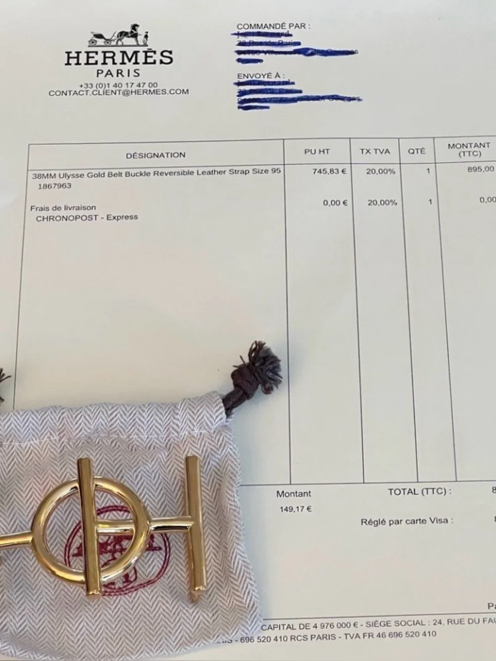 Hermes Ulysse Gold Belt Buckle  38mm w/ Dust Bag - Picture 5 of 5